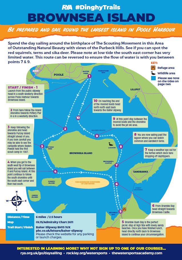 Brownsea dinghy cruising trail map