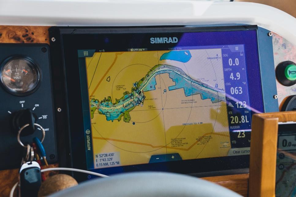 Close-up of boat GPS system and keys 