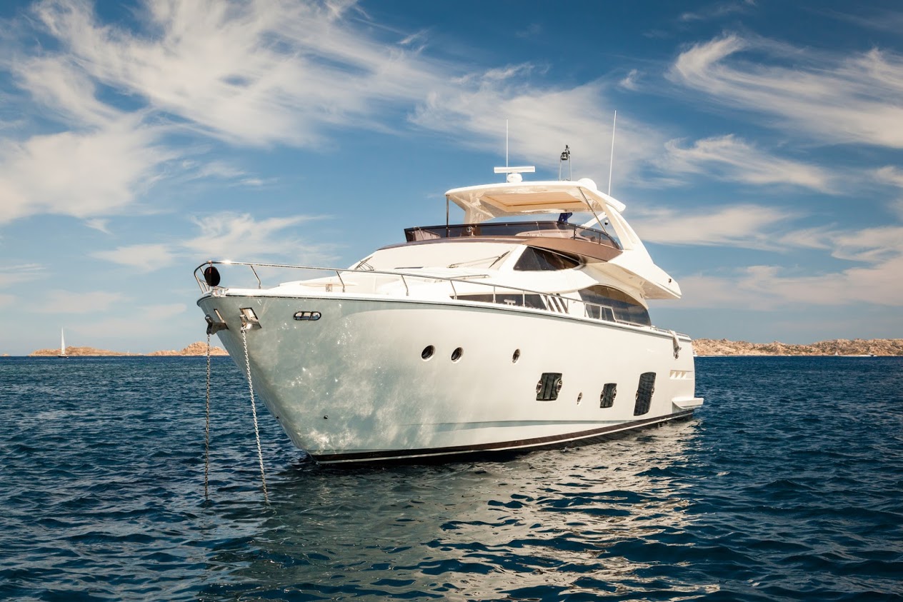 Luxury yacht anchored in Sardinia