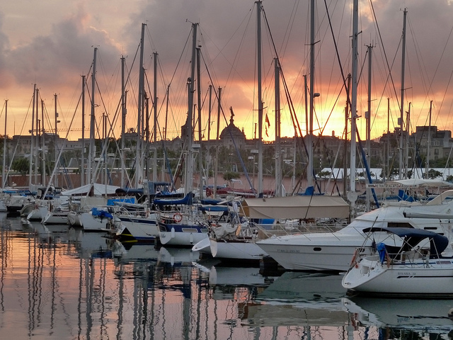 Puesta de sol puerto Barcelona