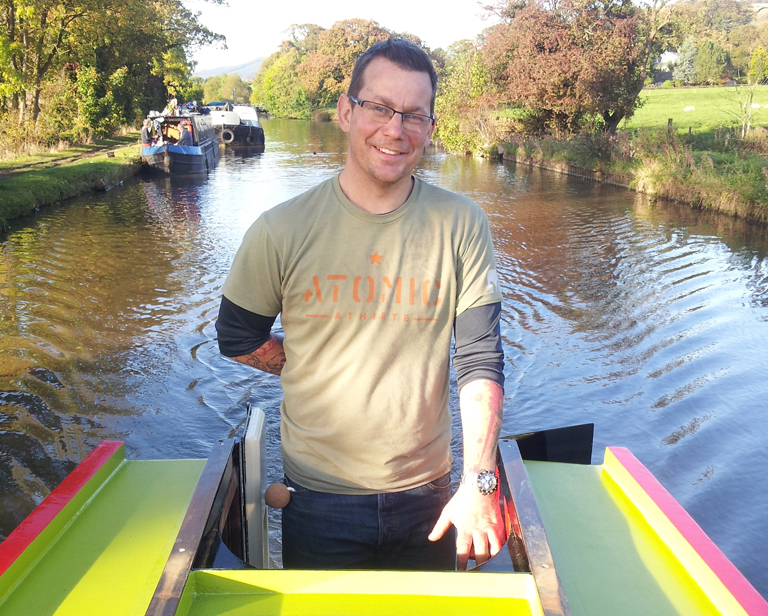 Tony Jones aboard his narrow boat - The Watchman