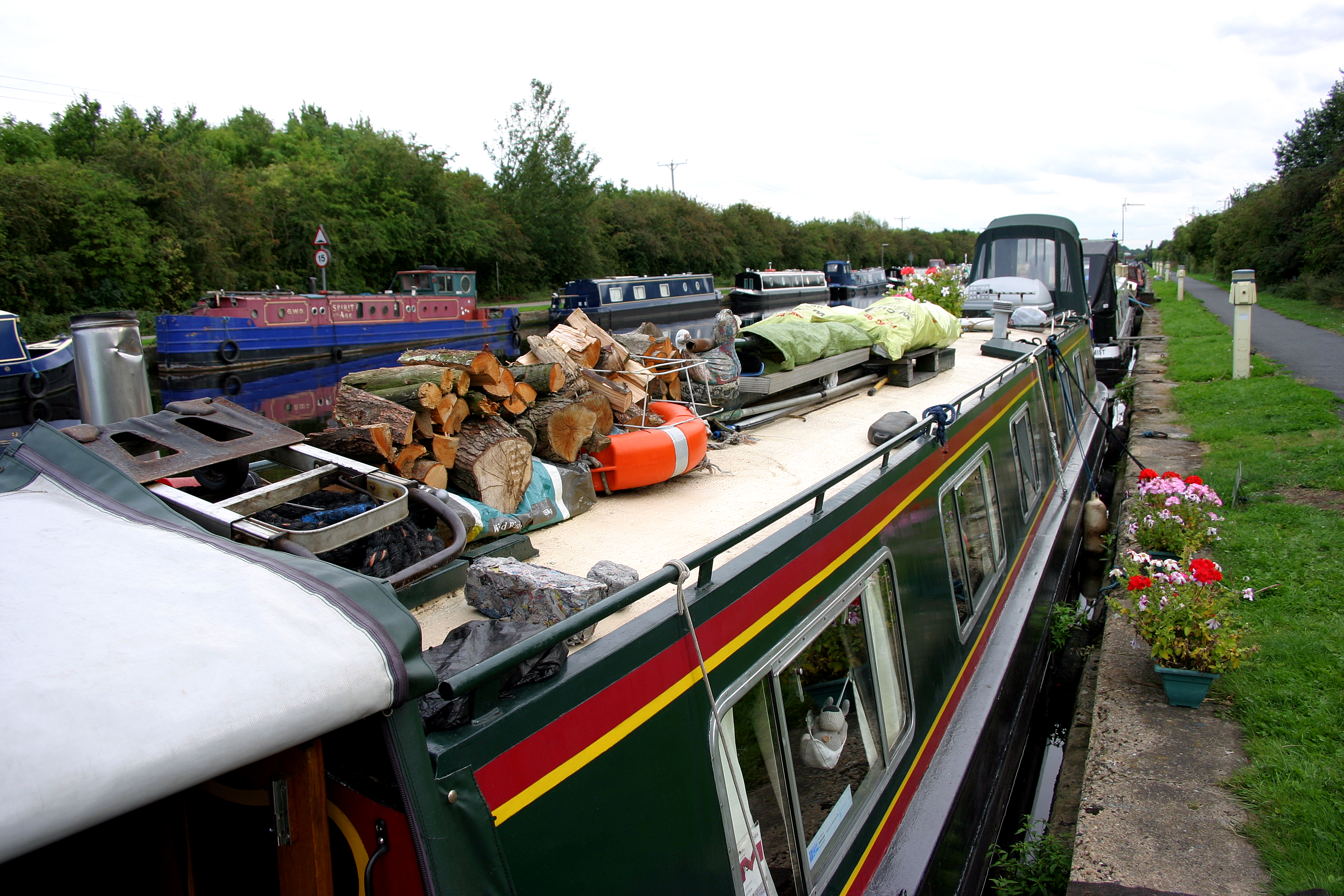 All of Tony's supplies on top of his narrow boat