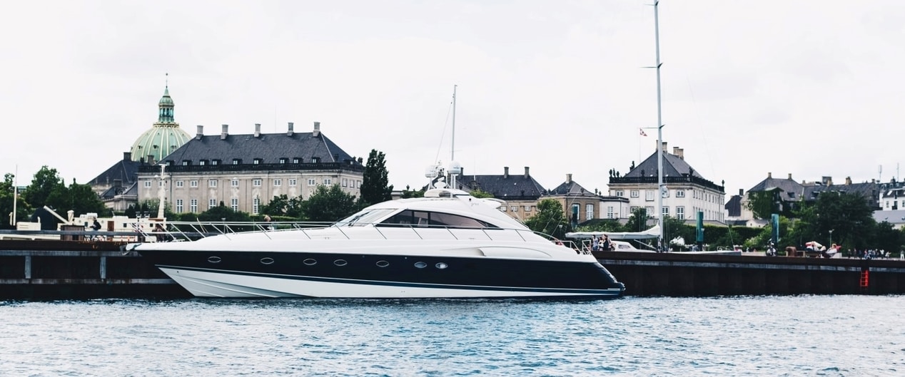 Motor yacht moored in Denmark