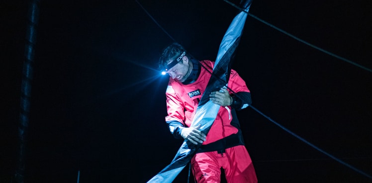 Volvo ocean sailors wearing the headtorch