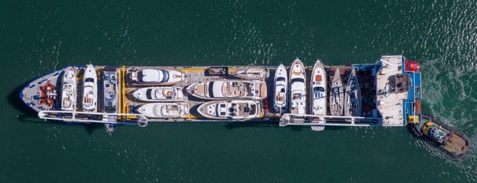 Shipping yachts back to the uk aerial photo