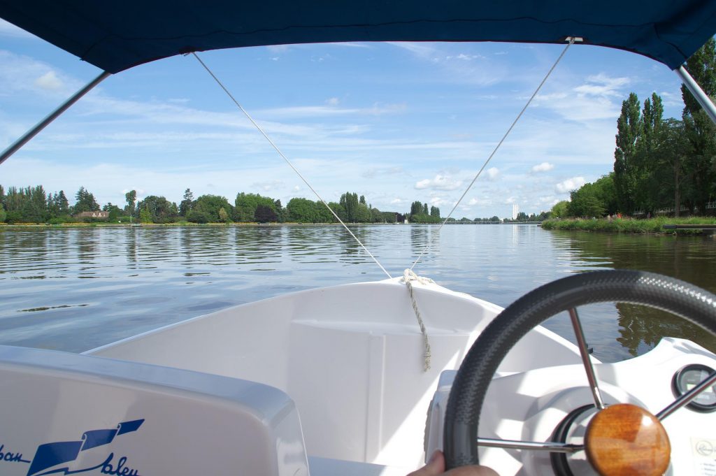 Captain’s view of a boat on a river