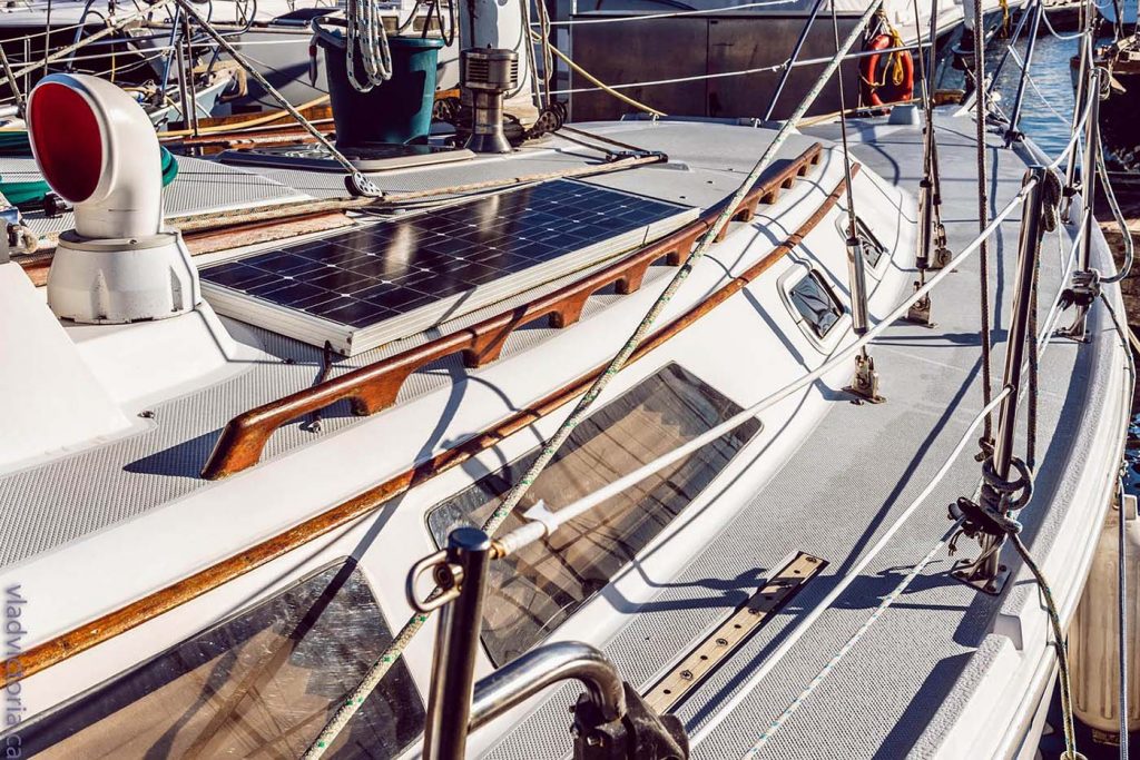 Sail boat with solar panel