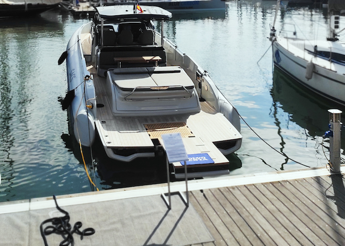 RIB moored to a pontoon