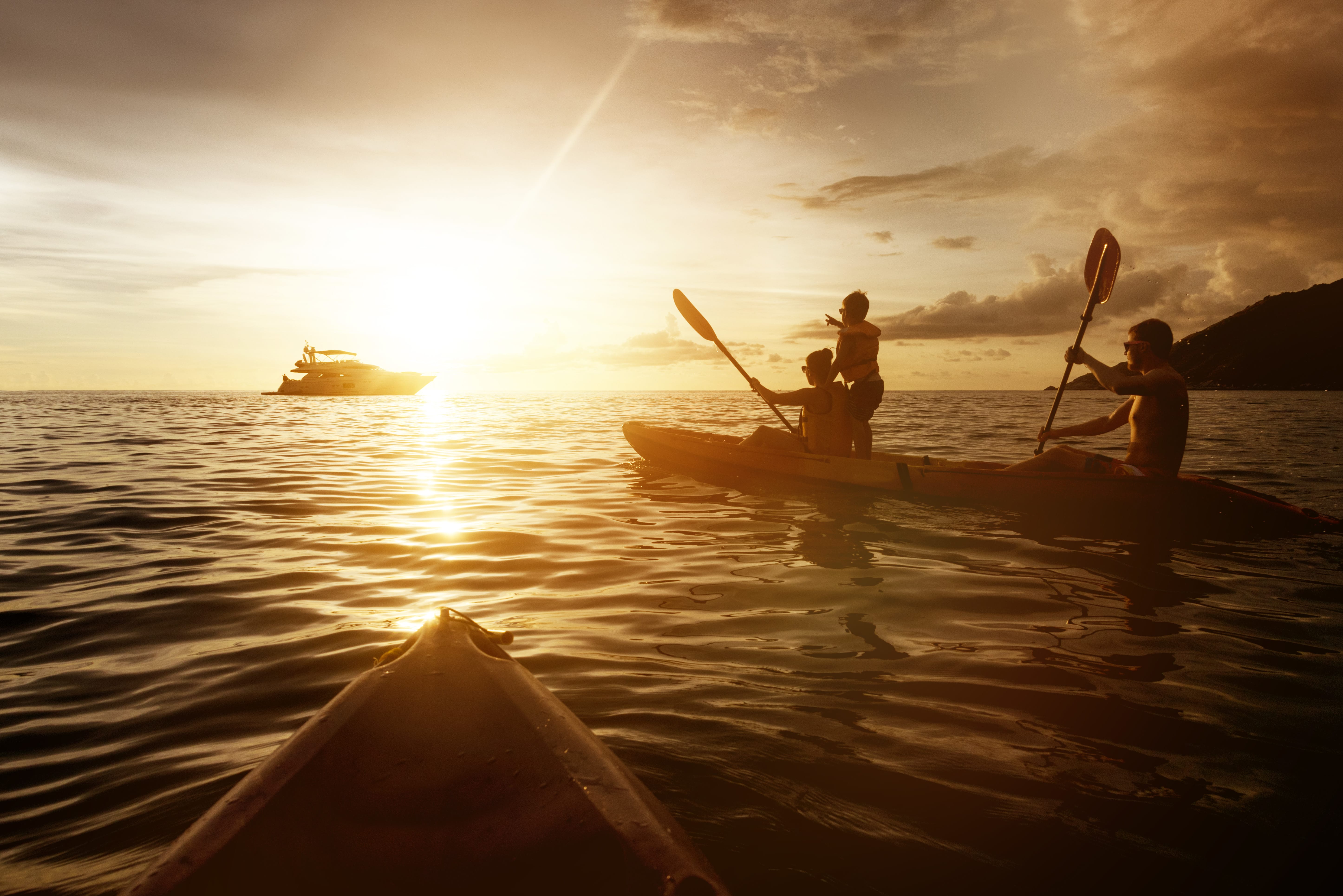 Kayaking into the sunset