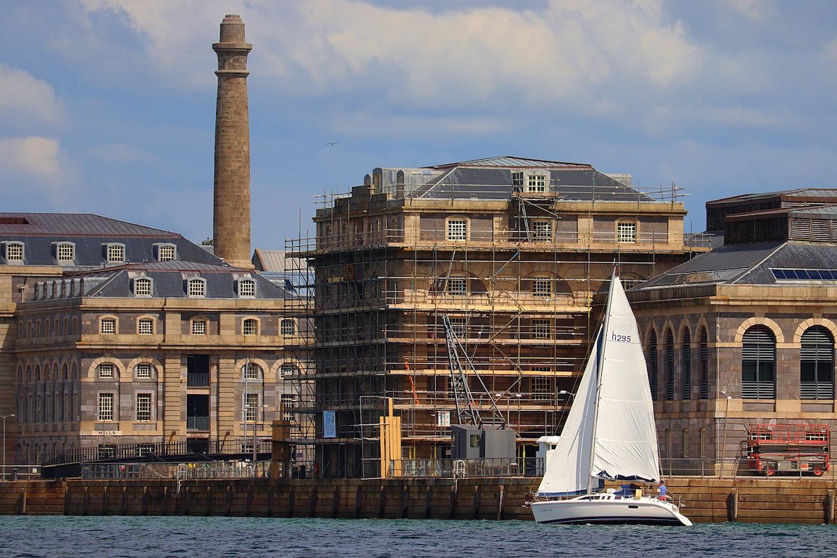 Passing the Royal William Yard at the entrance to the Tamar